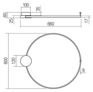 Aplică LED ATOM LED/20W/230V d. 60 cm Redo 01-3103