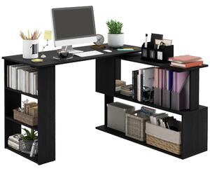 HOMCOM Birou pentru Calculator de Colț cu Design Rotativ în Formă de L și 5 Rafturi, 120x110x74.5 cm, Negru | Aosom Romania