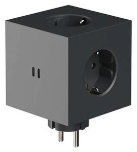 Square 2 Socket Extender w/30W Dual USB-C Stockholm Black - Avolt