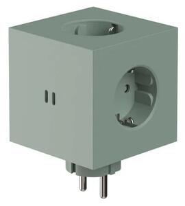 Square 2 Socket Extender w/30W Dual USB-C Oak Green - Avolt