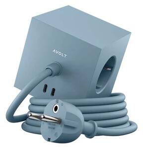 Square 1 w/30W Dual USB-C & Magnet 1,8m Shark Blue - Avolt