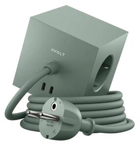 Square 1 w/30W Dual USB-C & Magnet 1,8m Oak Green - Avolt