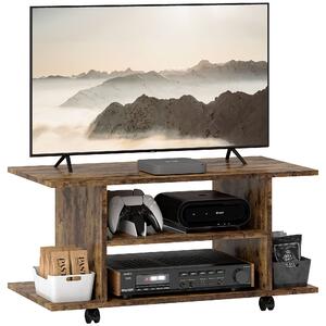 HOMCOM Comodă pentru TV cu Roți, 80×40×40 cm, Negru | Aosom Romania