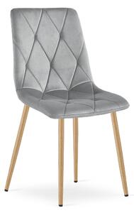 Scaun Bucatarie/Dining Fido Catifea Gri Deschis Picioare Metalice Finisaj Lemn