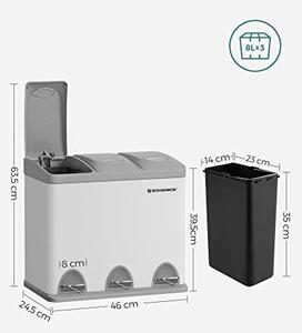 Cos de gunoi, Songmics, Alb, 46.5x29.5x40.5 cm