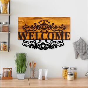 Decorațiune de perete 58x36 cm lemn/metal bun venit