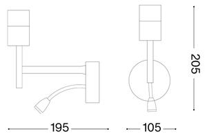 Ideal Lux - Lampă flexibilă LED SET 1xE27/42W/230V + LED/3W/230V aurie