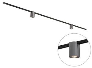 Sistem de șină modern negru cu 2 spoturi gunmetal monofazate - Iconic Rondoo Up