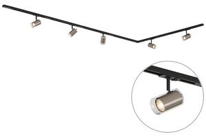 Sistem de șină monofazat modern negru cu 5 spoturi Gunmetal - Iconic Lloyd