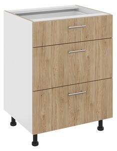 Corp haaus Karo, 3 Sertare, Lemn Natural/Alb, 60 x 50 x 80 cm