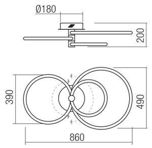 Lustră LED aplicată dimabilă Redo 01-2226 SPELL LED/54W/230V 3000K crom