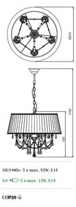 Lustră pe lanț Incanti ICA P5 01 01 CANDORE 5xE14/42W/230V