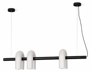 Lampă suspendată liniară cu trei surse – design contemporan, negru si gri 120cm