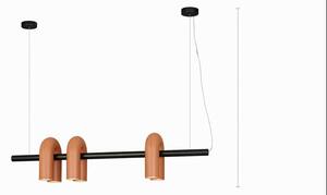 Lampă suspendată liniară cu trei surse – design contemporan, negru si teracotă 120cm