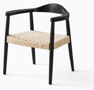 Scaun dining cu șezut împletit Nordic Wood Black