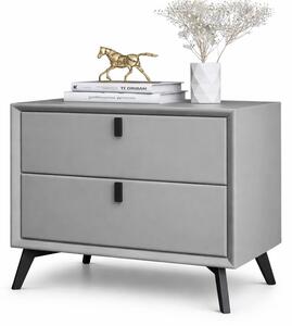 Noptieră premium din MDF și piele ecologică Paris Light Grey