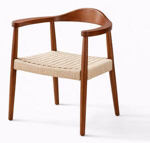 Scaun dining cu șezut împletit Nordic Wood Walnut