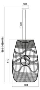 Lustră pe cablu ARONA 1xG9/9W/230V d. 40 cm ratan