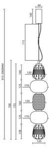 Lustră LED pe cablu CARO LED/40W/230V auriu