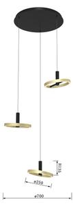 Lustră LED dimabilă pe cablu Wofi 5016-304 BREST LED/26W/230V negru/auriu