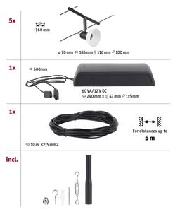 Paulmann 94450 - Set 5x GU5.3/10W Sistem complet cu cablu SHEELA 230V, negru