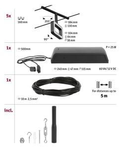 Paulmann 94485 - Set complet 5 x LED (4,8 W), sistem pe cablu FRAME, 230 V, negru