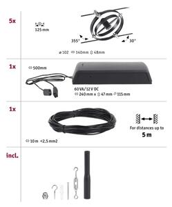 Paulmann 94440 - Set 5xGU5,3/10W sistem complet cu cablu CARDAN 230V negru