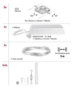 Paulmann 94420 - Set 5xLED/4,5W sistem complet cu cablu MAC 230V crom mat