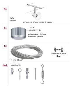 Paulmann 94136 - Set 5xGU5,3/10W, sistem complet de iluminat pe cablu SHEELA, 230V, crom