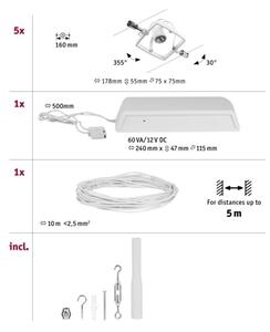 Paulmann 94432 - Set 5xGU5,3/10W, sistem complet cu cablu MAC, 230V, alb