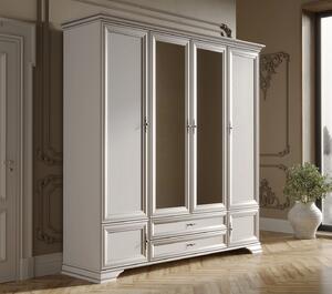 Dulap Kentuki, 6 usi + 2 sertare, 227 x 225 x 61 cm, Alb Alpin