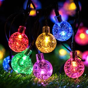 Instalatie solara bulb, 50 LED-uri, 6 metri, de exterior, multicolor