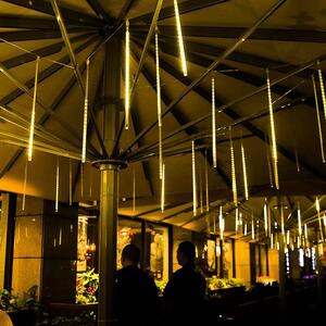 Instalatie de Craciun, turturi, 8 tuburi de 80 cm, cu led, 3 metri, exterior, alb cald
