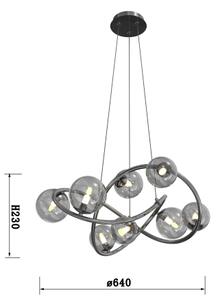 Lustră LED pe cablu NANCY Wofi 7014-805 8xG9/3,5W/230V negru/crom