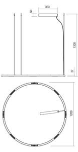 Lustră LED pe cablu UNION Redo 01-2209 LED/68W/230V 3000K d. 120 cm auriu