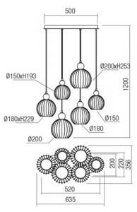 Lustră pe cablu PLUMEN Redo 01-2069 6xE14/42W/230V gri