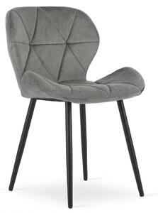 Scaun de sufragerie MANGO VELVET cu picioare negre, gri