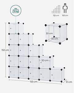 Set 15 cutii de depozitare modulare, Songmics, Alb, 123x31x123 cm