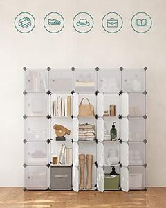 Set 15 cutii de depozitare modulare, Songmics, Alb, 123x31x123 cm