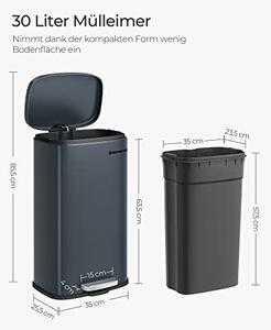 Cos pentru reciclare, 30L, Gri, LTB03GS, 35 x 25 x 63 cm