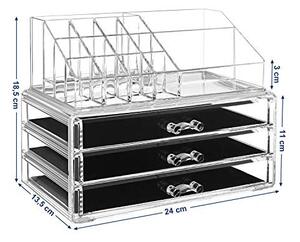 Organizator cosmetice machiaj, Songmics, Transparent, 23.8x15.3x18.8 cm