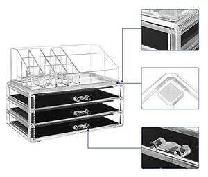 Organizator cosmetice machiaj, Songmics, Transparent, 23.8x15.3x18.8 cm