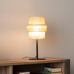 TK Lighting Lampă de masă Calisto, iută, maro natural, înălțime 38 cm, Maro / Rugină, Camera de zi / sufragerie, Țesătură / Textil