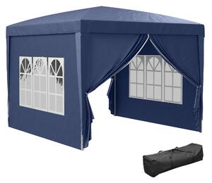 Outsunny Foisor de gradina pliabil din otel si tesatura Oxford cu funii si cuie incluse, 2,95x2,95x2,58 m, alb | AOSOM RO