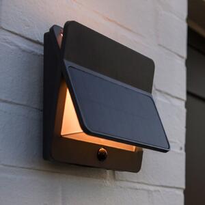 LUTEC Lampă de perete exterioară cu LED și panou solar ALETA, gri închis, 18 cm,, Gri, Aluminiu, Modern, Soclu de perete jos