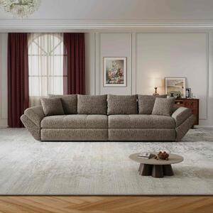 Canapea extensibilă dumonde cu ladă de depozitare si sezut confortabil din spuma high-density, Loana Jaguar Maro cappuccino 300x100 cm