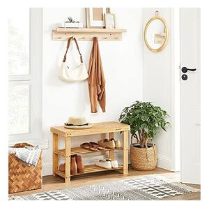 Banca cu suport pantofi Model Isabelle, Natural, 28.5x70x45 cm