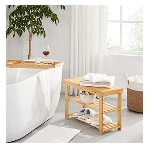 Banca cu suport pantofi Model Isabelle, Natural, 28.5x70x45 cm