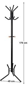 Cuier tip pom Model Wise, Negru, 49x49x176 cm