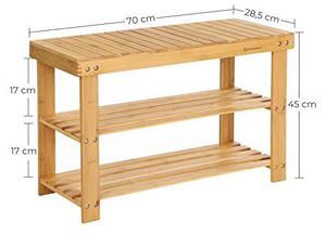 Banca cu suport pantofi Model Isabelle, Natural, 28.5x70x45 cm